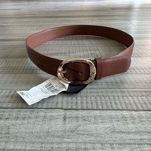 Mango brown belt with asymmetrical buckle